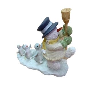 Russ Snowman with Penguins Holiday Figurine